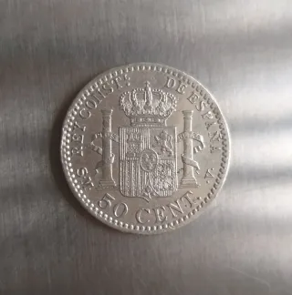 Moneda plata 50 céntimos 1900. 