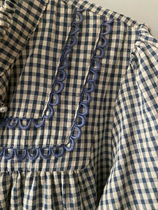 Camisa cuadros beige y azul