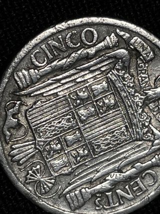 Variante “PLVS” moneda 5 céntimos 1940