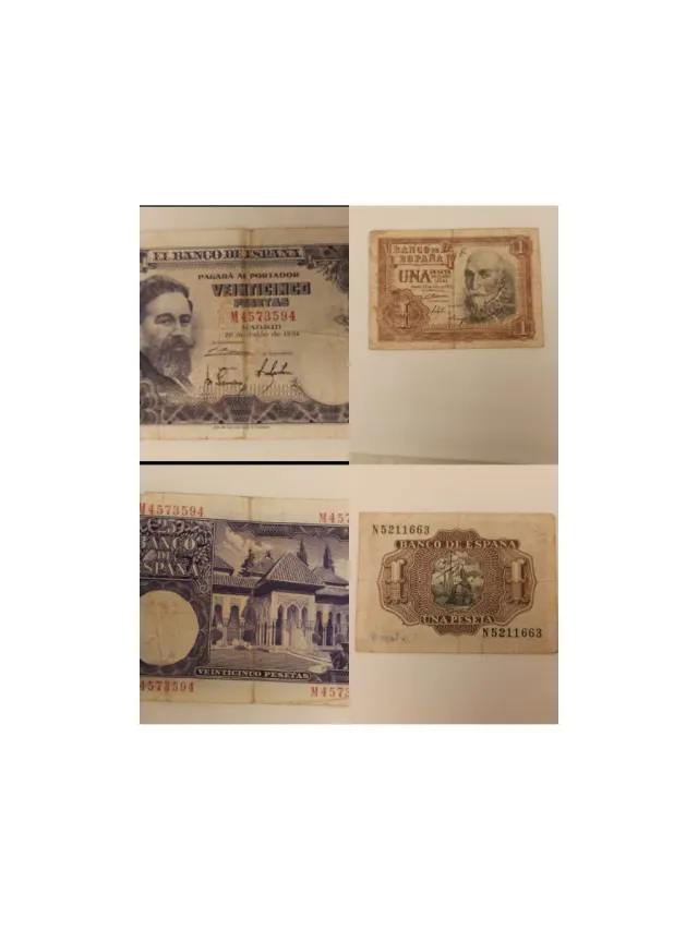 Billete 1 y 25 Pesetas Banco de España