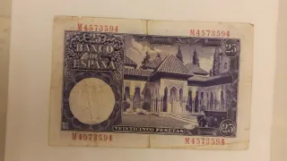 Billete 1 y 25 Pesetas Banco de España