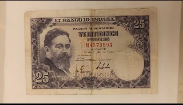 Billete 1 y 25 Pesetas Banco de España
