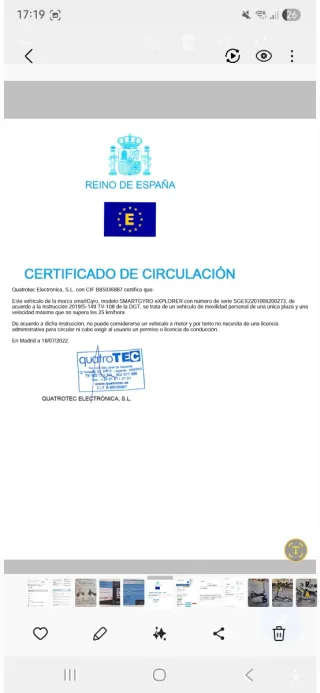 Patinete Eléctrico 800W  SMARTGYRO E EXPLORER