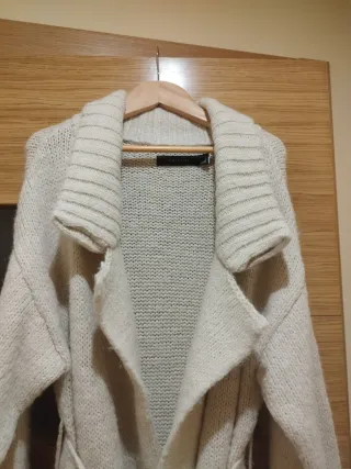 Abrigo largo de lana beige