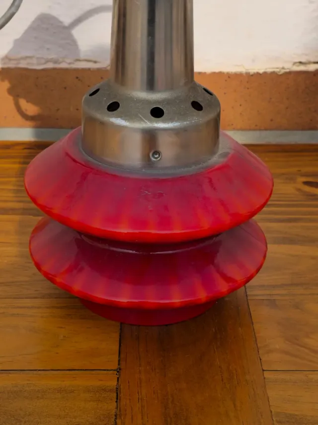 Lámpara colgante vintage roja y plateada