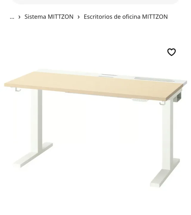 Mesa elevable MITTZON IKEA blanca y madera