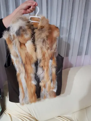 Chaleco Piel Cordero y Zorro Multicolor