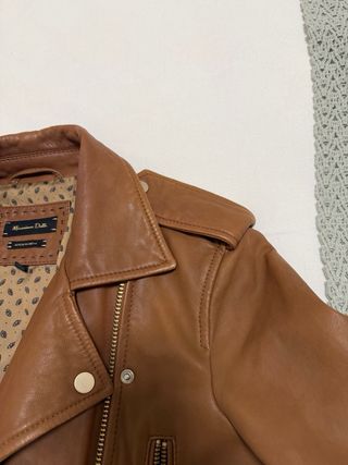 Cazadora Piel Marrón Massimo Dutti