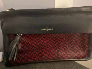 Bolso de mano Roberto Verino negro y rojo