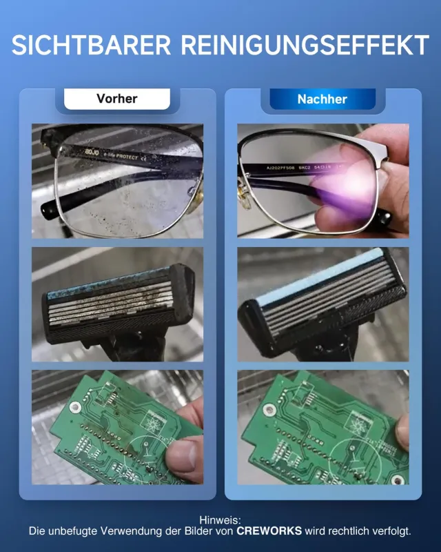 Pulitore ad ultrasuoni CREWORKS 3 L con modalità di degasaggio