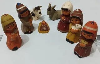 Set Sacra Famiglia Presepe 8 Pezzi Terracotta