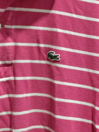 Polo Lacoste Rayas Rosa y Blanco