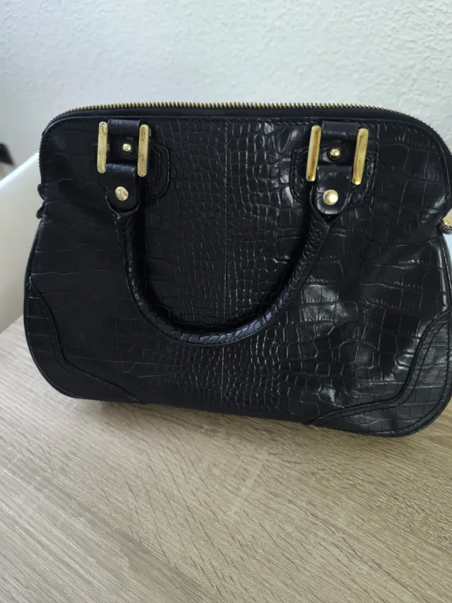 Bolso Bimba y Lola Negro Piel Cocodrilo