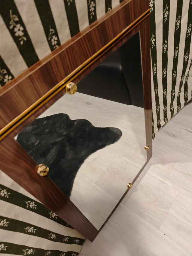 Espejo vintage madera y metal dorado