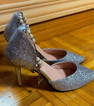 Zapatos de fiesta plateados talla 36