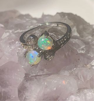 Anillo Plata Toi et Moi Ópalos Ajustable