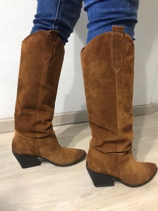 Stivali prima donna in vera pelle marrone Tg 38