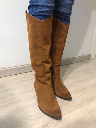 Stivali prima donna in vera pelle marrone Tg 38