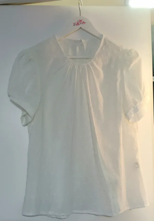Blusa blanca con puntos bordados