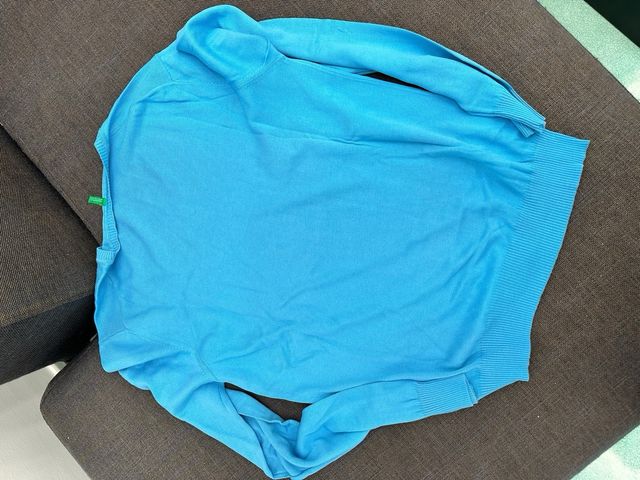 Maglione Benetton Blu V-Neck