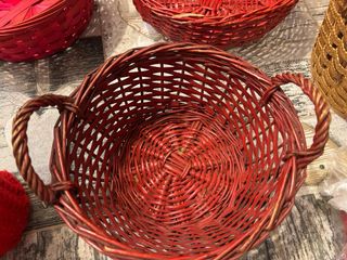 Set 5 Cesti Vintage Vimini e Legno