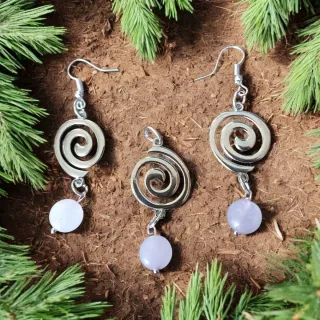 Pendientes Cuarzo Rosa y Plata