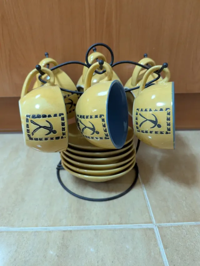 Juego 6 tazas café con platos