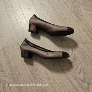 Bailarinas grises con puntera metalizada