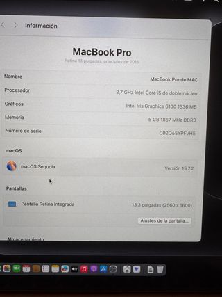 MacBook Pro 13 2015 Plata