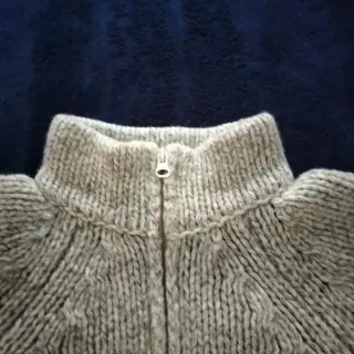 Maglione Benetton zip collo alto grigio