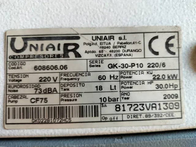 Compresor de tornillo 30hp