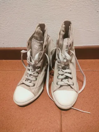 Scarpe Diesel alte tela beige