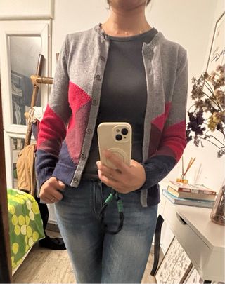 Jersey Burberry Mujer Gris y Rojo