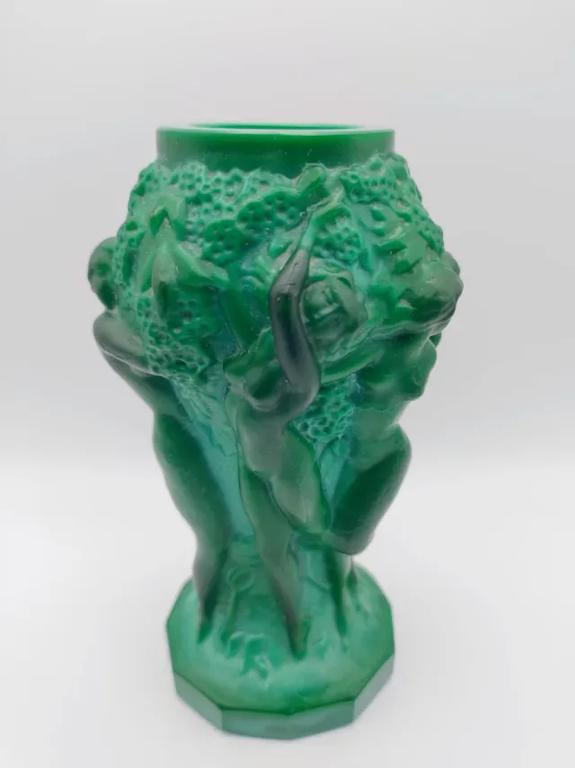 Vaso art deco In vetro Ingrid malachite Schlevogt
