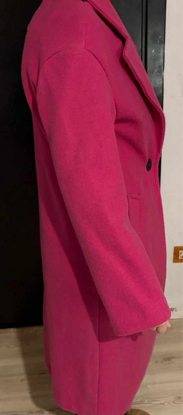 Abrigo de paño mujer rosa