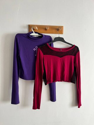 Pack 2 Camisetas Y2K Morado y Rojo Talla S/M