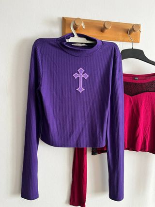 Pack 2 Camisetas Y2K Morado y Rojo Talla S/M