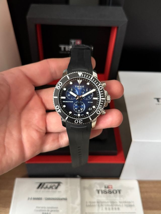 Tissot Seastar Cronógrafo Azul Correa Negra