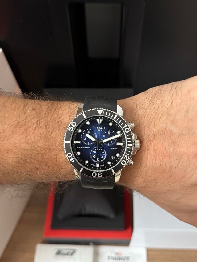 Tissot Seastar Cronógrafo Azul Correa Negra
