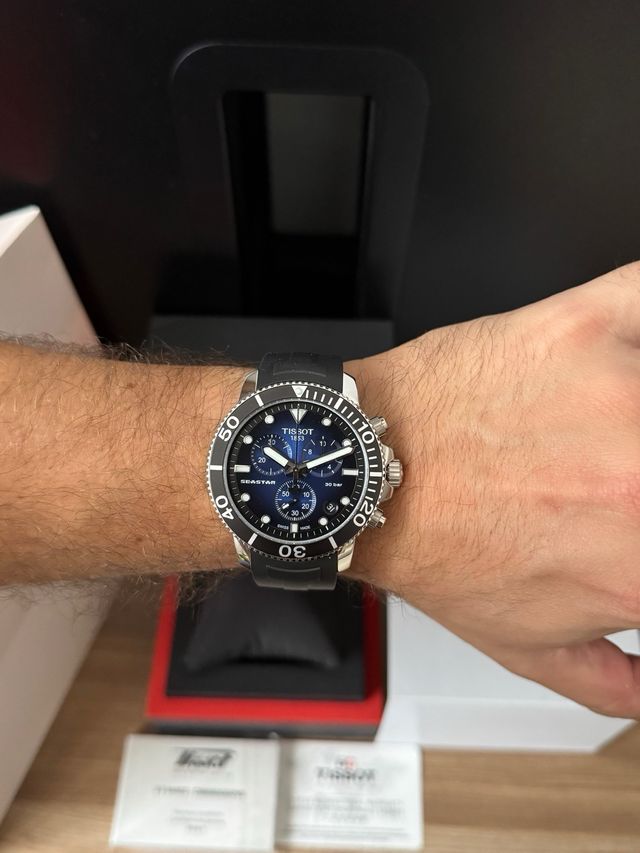 Tissot Seastar Cronógrafo Azul Correa Negra