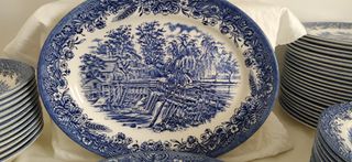 Vajilla Churchill Completa Azul y Blanca