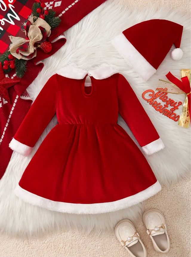 Abito natalizio da bambina + cappello /VARIE MISURE