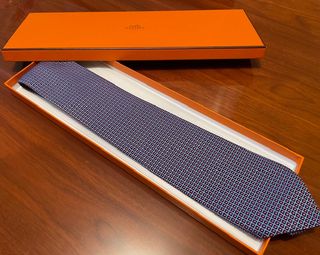 Corbata Hermès Azul y Rosa