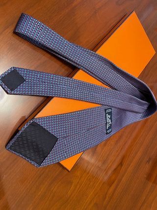 Corbata Hermès Azul y Rosa