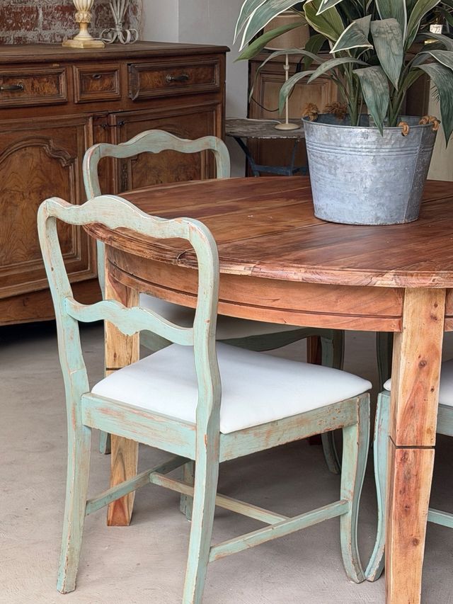 Mesa madera maciza de acacia natural extensible