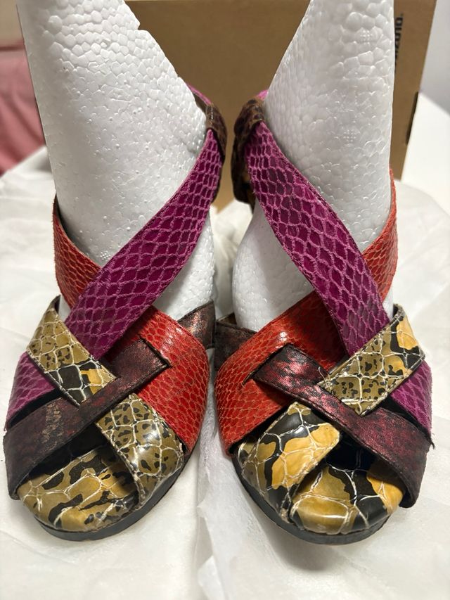 Sandalias cuña VIntage multicolor