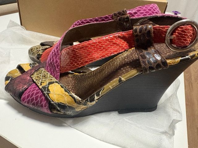 Sandalias cuña VIntage multicolor