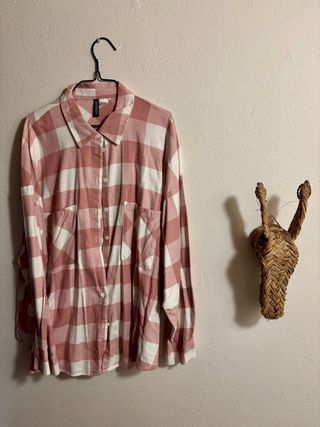 Camisa H&M cuadros rosa y blanco
