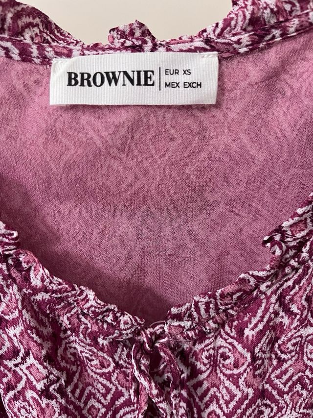 Vestido rosa y morado estampado