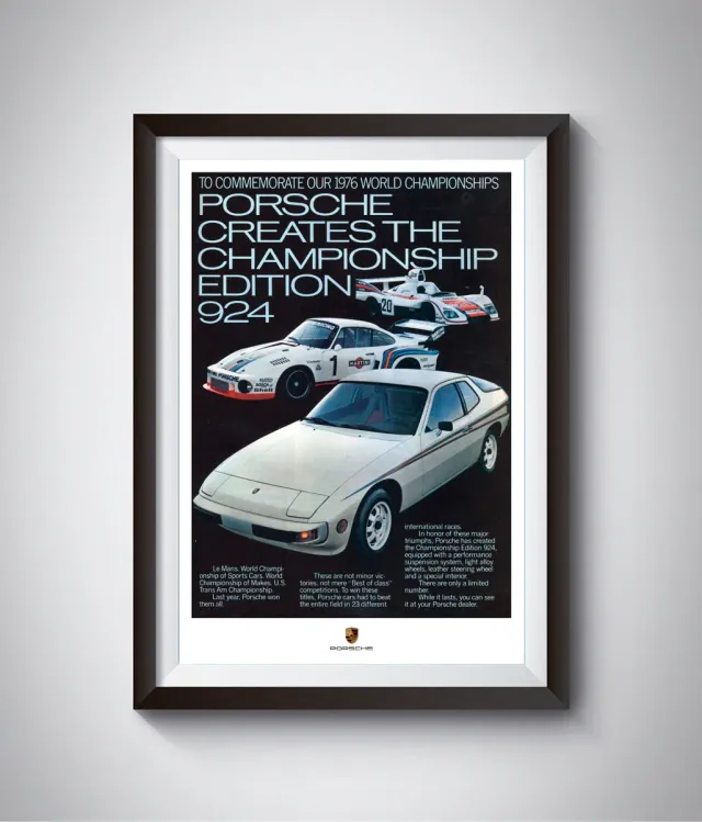 Cartel Porsche 924 Edición Campeonato Vintage